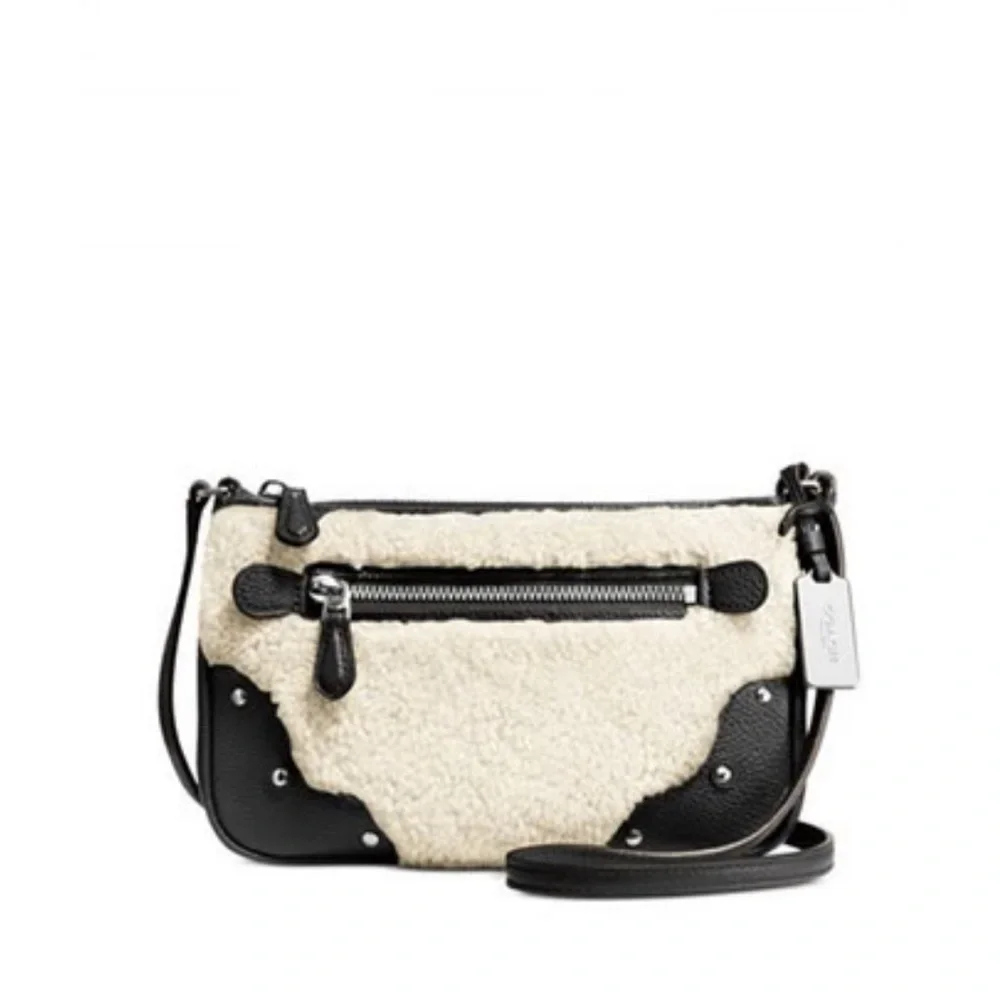 COACH Shearling Leather Rhyder Pochette Crossbody Bag